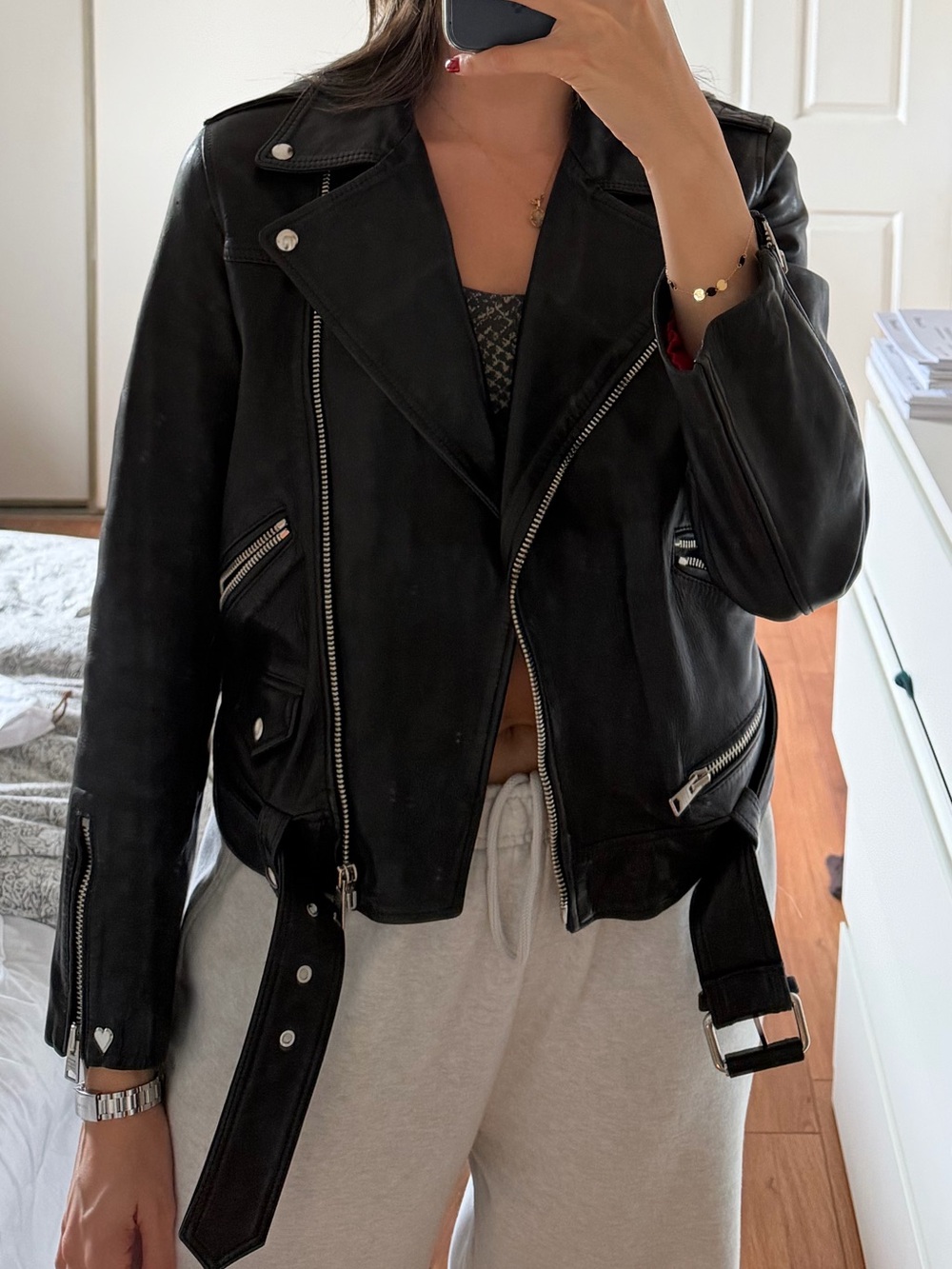 All Saints Black Leather Biker Jacket